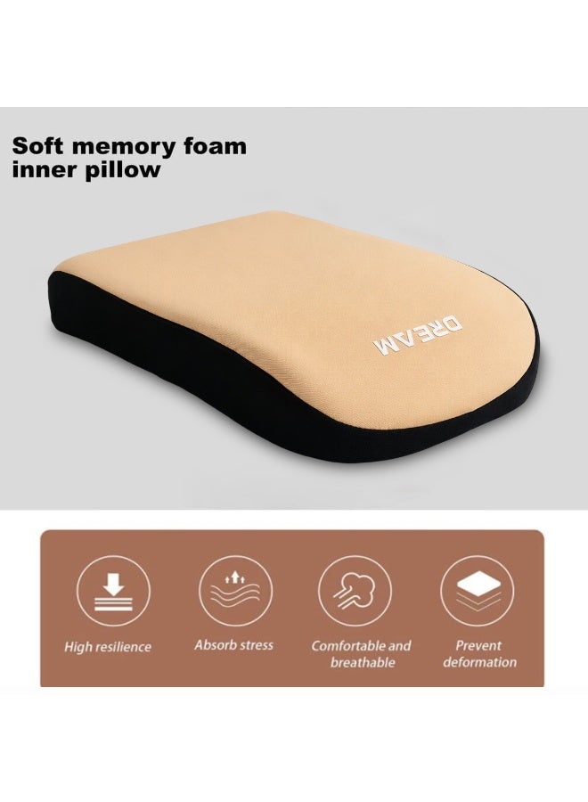 SPIDER Memory Foam Car Armrest Cushion Pad – Center Console Support Pillow, Soft Breathable Arm Rest Cover for Car, SUV, Truck, Office Chair – Pressure Relief, Anti-Slip Base, Universal Fit - Beige - Image 2